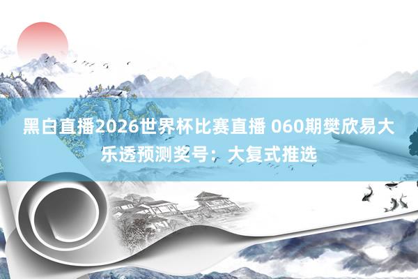 黑白直播2026世界杯比赛直播 060期樊欣易大乐透预测奖号：大复式推选