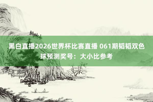 黑白直播2026世界杯比赛直播 061期韬韬双色球预测奖号：大小比参考