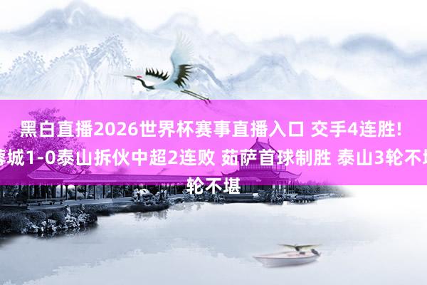 黑白直播2026世界杯赛事直播入口 交手4连胜! 蓉城1-0泰山拆伙中超2连败 茹萨首球制胜 泰山3轮不堪