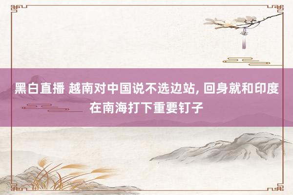 黑白直播 越南对中国说不选边站, 回身就和印度在南海打下重要钉子