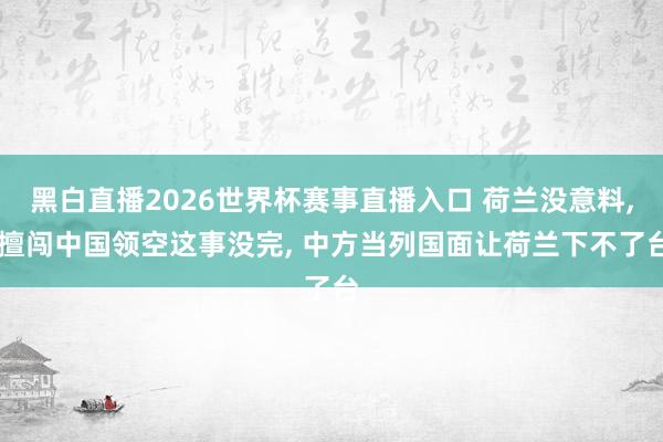 黑白直播2026世界杯赛事直播入口 荷兰没意料, 擅闯中国领空这事没完, 中方当列国面让荷兰下不了台