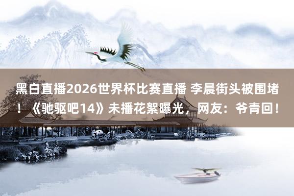 黑白直播2026世界杯比赛直播 李晨街头被围堵！《驰驱吧14》未播花絮曝光，网友：爷青回！