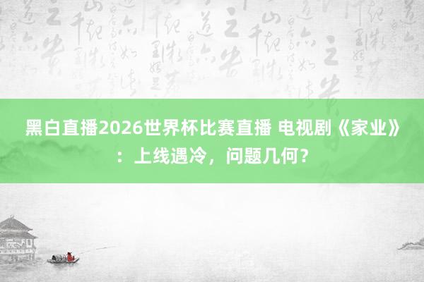 黑白直播2026世界杯比赛直播 电视剧《家业》:上线遇冷,问题几何?