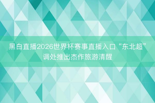 黑白直播2026世界杯赛事直播入口 “东北超”调处推出杰作旅游清醒