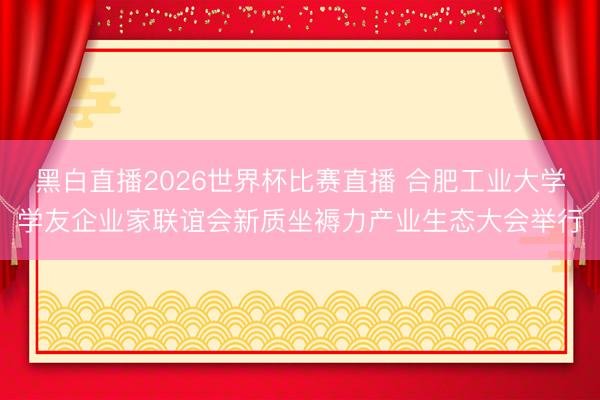 黑白直播2026世界杯比赛直播 合肥工业大学学友企业家联谊会新质坐褥力产业生态大会举行