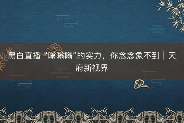 黑白直播 “嗡嗡嗡”的实力,你念念象不到|天府新视界