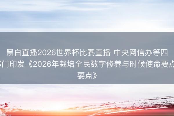 黑白直播2026世界杯比赛直播 中央网信办等四部门印发《2026年栽培全民数字修养与时候使命要点》