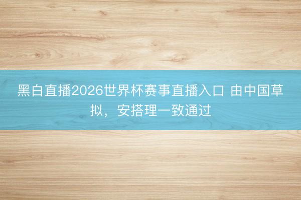黑白直播2026世界杯赛事直播入口 由中国草拟,安搭理一致通过