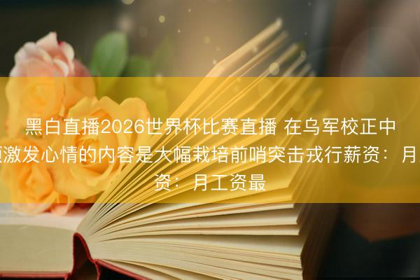 黑白直播2026世界杯比赛直播 在乌军校正中，一项激发心情的内容是大幅栽培前哨突击戎行薪资：月工资最